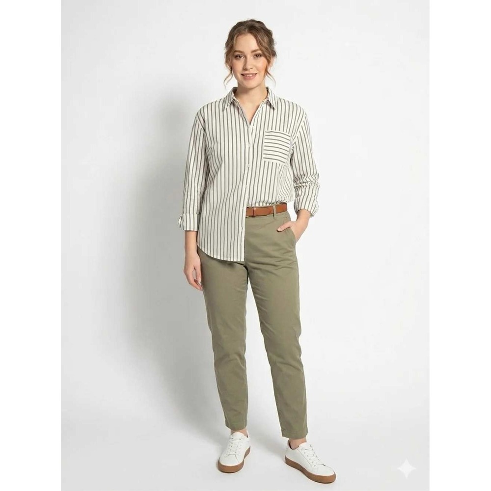 Talbots Relaxed Chino Pants Women's 16W Olive Green Straight‎ Leg Cotton Blend